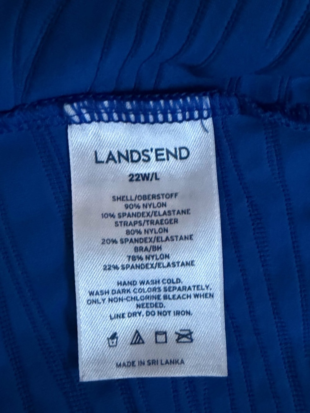 Lands’ End Plus Size 22W Tankini Swimsuit Set Blue Textured Top Bottom - Picture 4 of 5